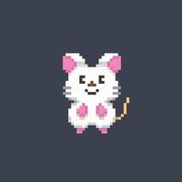 white mouse in pixel art style vector