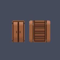 open and close shelf in pixel art style vector