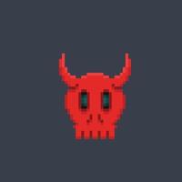 red skull head in pixel art style vector