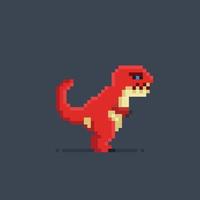 red tyrannosaur in pixel art style vector