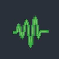 green heart line in pixel art style vector