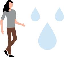 The girl is looking at the drops. vector