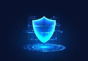 Shield technology stays technology circle It is software used to protect against data theft or cyber attacks. It is commonly used by groups of banks and companies. vector