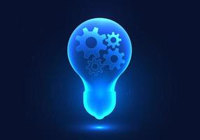 Cogs spinning in a light bulb Refer to the thought processes that drive ideas to come out. and the introduction of smart technology to help in the thought process for quick results vector