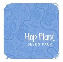 Hop plant seeds pack, label for package vector