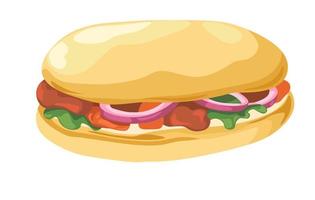 Sandwich with vegetables and meat, grab and go vector