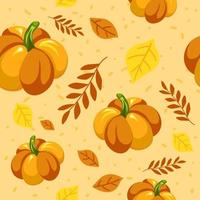 Autumn ripe pumpkins and foliage from trees vector