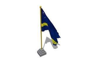 Curacao Flag Start Flying in The Wind with Pole Base, 3D Rendering, Luma Matte Selection video