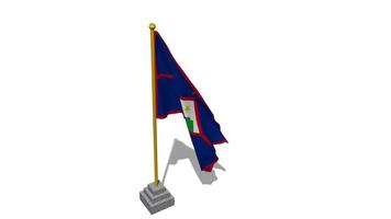 Sint Eustatius Flag Start Flying in The Wind with Pole Base, 3D Rendering, Luma Matte Selection video
