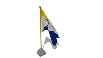 Bonaire Flag Start Flying in The Wind with Pole Base, 3D Rendering, Luma Matte Selection video