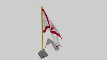 Bailiwick of Jersey Flag Start Flying in The Wind with Pole Base, 3D Rendering, Luma Matte Selection video