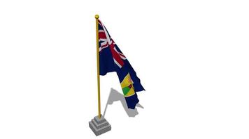 Turks and Caicos Islands, TCI Flag Start Flying in The Wind with Pole Base, 3D Rendering, Luma Matte Selection video