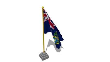 Pitcairn Islands Flag Start Flying in The Wind with Pole Base, 3D Rendering, Luma Matte Selection video