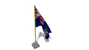 South Georgia and the South Sandwich Islands, SGSSI Flag Start Flying in The Wind with Pole Base, 3D Rendering, Luma Matte Selection video