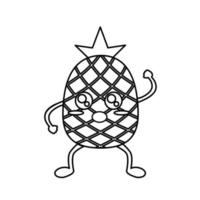 Pineapple, continuous line, line art style, minimalist, vector illustration for t-shirt, graphic design for slogan, social media.