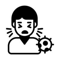 Sneezing Man avatar with coronavirus symbol denoting concept of sick Man vector