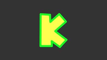 letter k, yellow light effect animation video