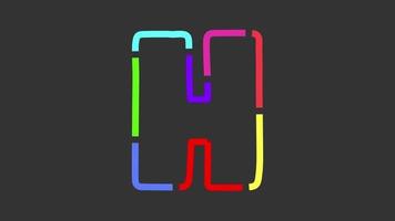 letter h line art colorful animation video