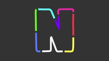 letter N line art colorful animation video