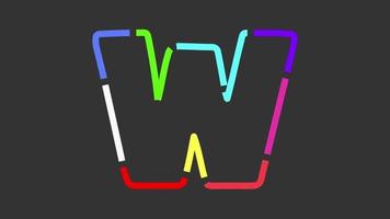 letter W line art colorful animation video