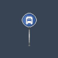 bus stop sign in pixel art style vector