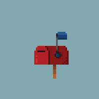 red post mail in pixel art style vector