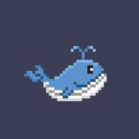 whale in pixel art style vector