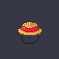 straw hat in pixel art style vector