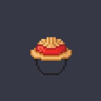 straw hat in pixel art style vector