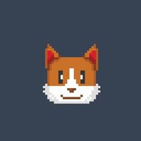 dog head in pixel art style vector