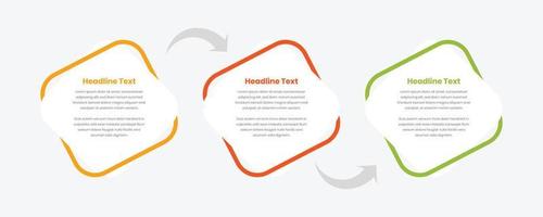 Minimal steps infographic text presentation template with intertwine shapes and arrow vector