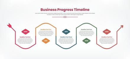 Business progress timeline infographic template for text based presentation vector
