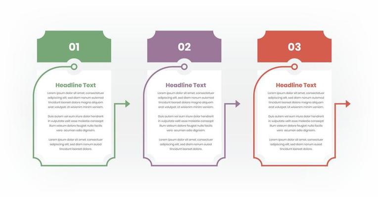 Minimal business steps infographic with abstract corner cut shape and arrow line for text presentation