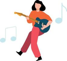 The girl is playing the guitar. vector