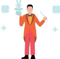 Magician performing magic tricks. vector