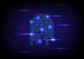 Cyber security and cyber crime concept. Electronic thumb fingerprint on futuristic technology abstract background. Digital protection. Scanning for protecting data. Hacker protection. vector