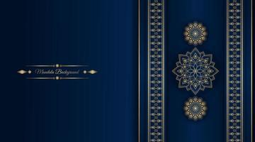 luxury mandala background, blue and gold, design vector