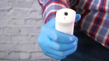 close up of man hand hold a digital thermometer video