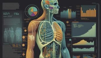 médico informática y salud cuidado analítica - conceptual ilustración, generar ai foto