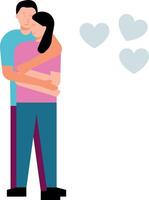 The couple stands romantically. vector