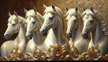 illustration paintings seven horses of successful unique wall paintings photo