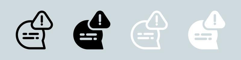 Error icon set in black and white. Alert signs vector illustration.