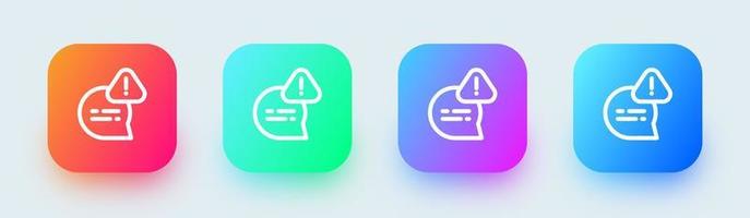 error línea icono en cuadrado degradado colores. alerta señales vector ilustración.