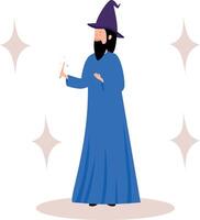 The boy is wearing a wizard costume. vector