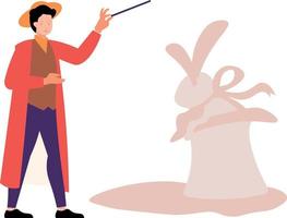 The magician is doing the rabbit hat trick. vector