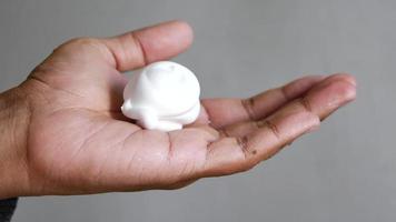 High angle view of man hand using soap video