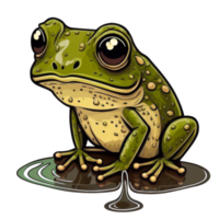 green frog in cartoon style png