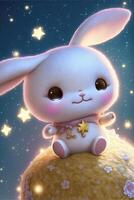 cartoon bunny sitting on top of a ball. . photo