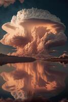 large cloud over a body of water. . photo