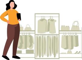 The girl owns a women's shopping store. vector